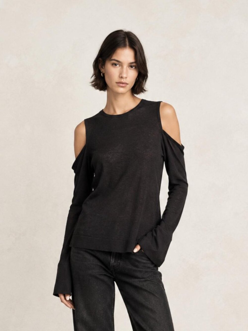 BCBGMaxAzria Knit Top - BLACK - XS